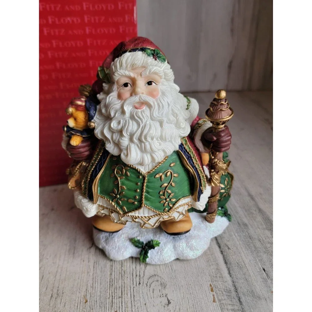 Fitz Floyd‎ Jolly Old Saint Nicholas wind-up music Xmas figure